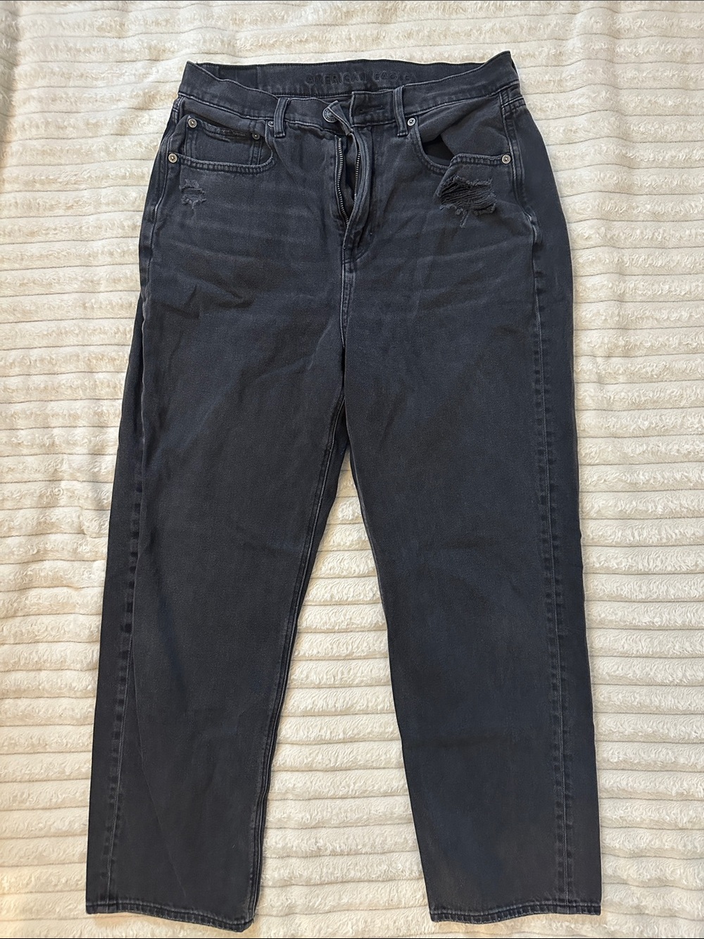 American Eagle Outfitters Black Relaxed Jeans with Light Distress